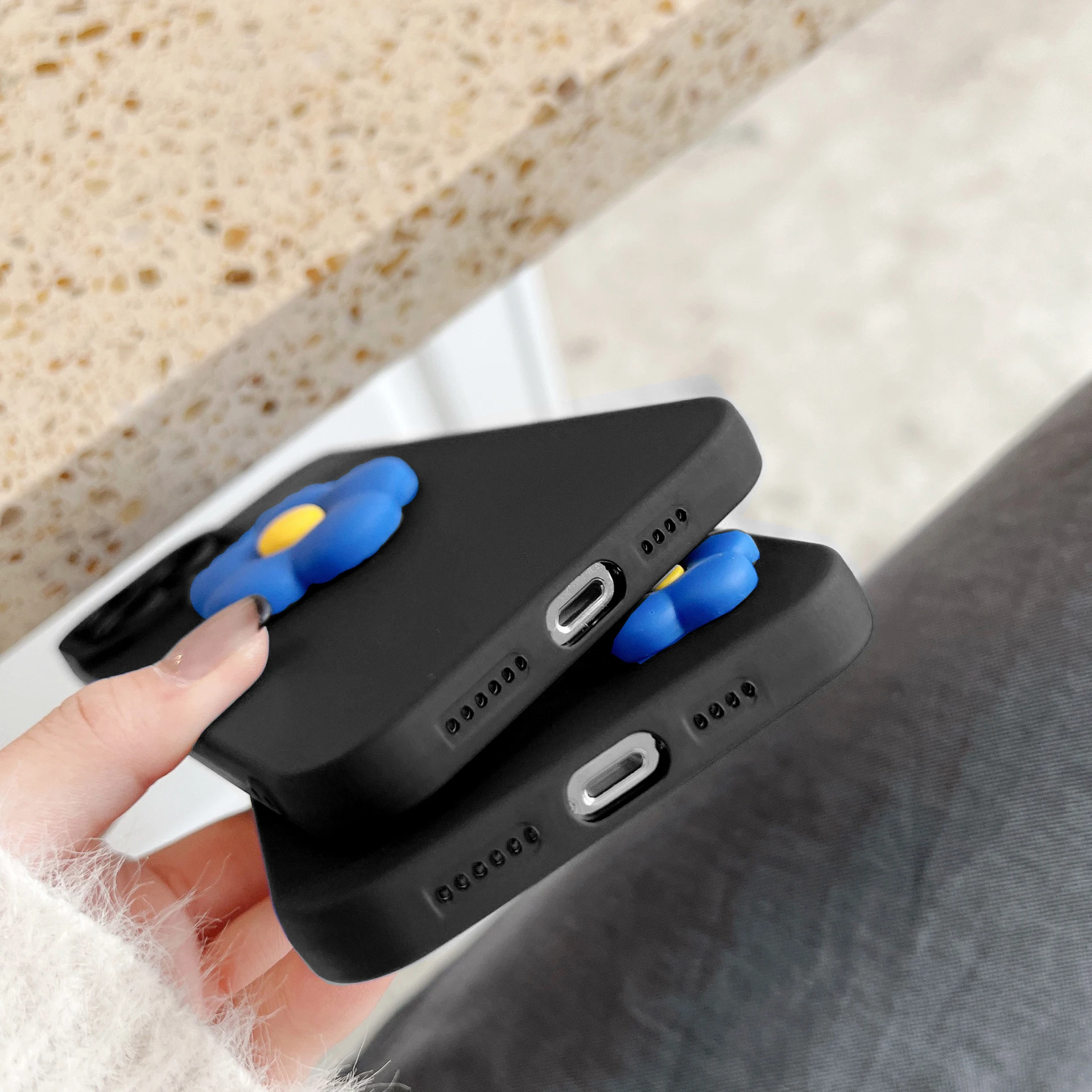 Роскошный синий однотонный 3D Цветочный Мягкий чехол для Google Pixel 9 Pro 8A 7A 6A 5A 4A 3A 3 XL