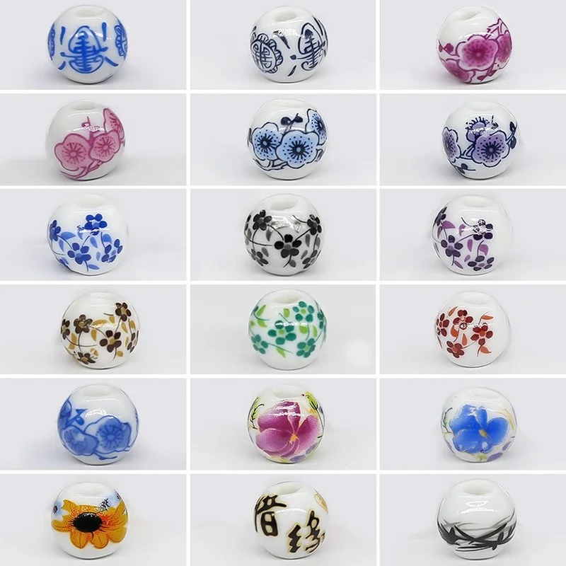 

Круглые керамические бусины с аппликацией, 50 шт./лот, для изготовления украшений, ожерелий, браслетов, декоративно-прикладного искусства, 10 ...