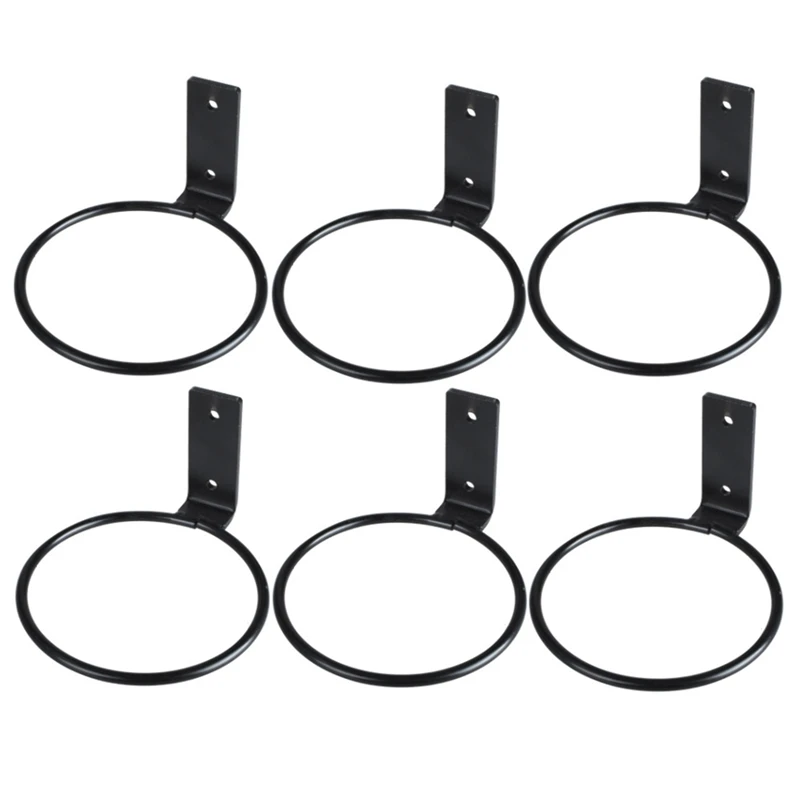 

Flower Pot Holder Ring Wall Mounted Metal Planter Hooks Hangers Wall Bracket, 6 Pack, Black