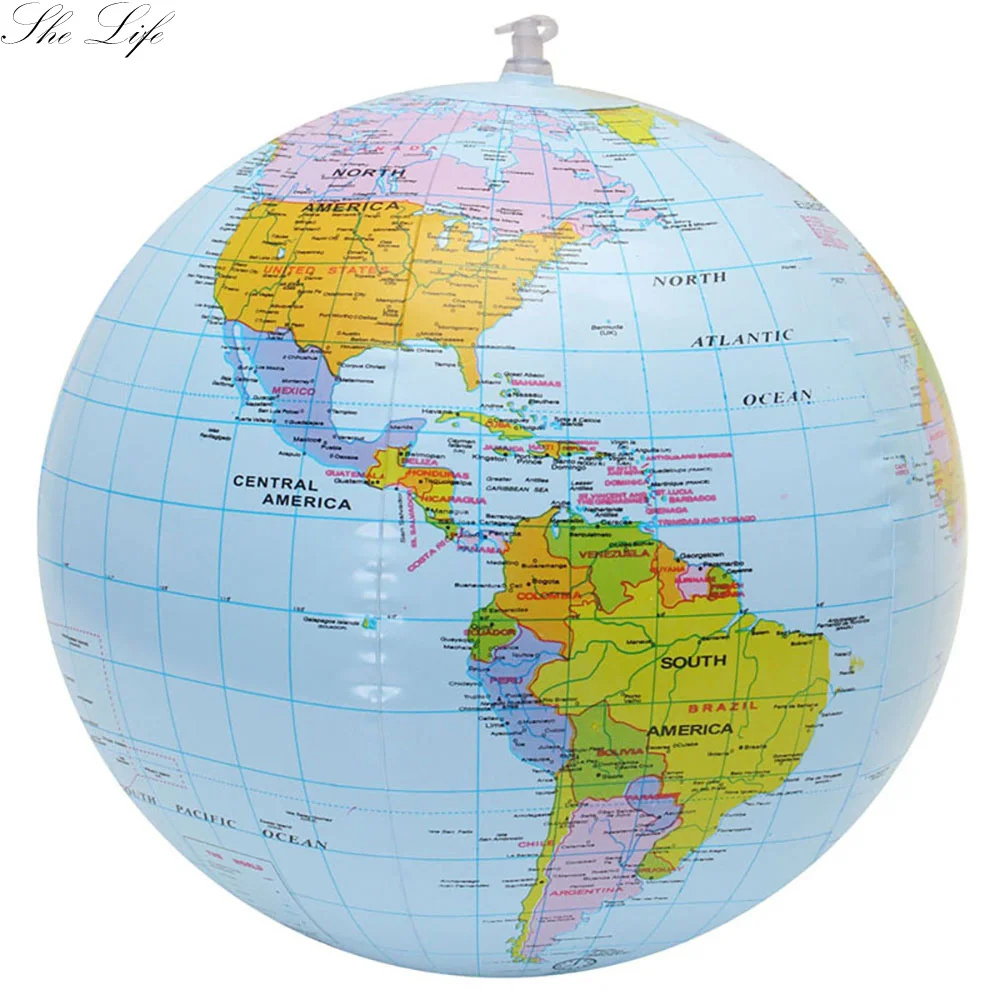 

2pcs 16 Inch Inflatable Blow Up World Globe Earth Map Ball Educational Planet Earth Ball Ocean Kid Learning Geography Toy Home
