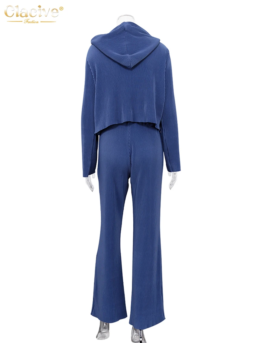 Повседневный свободный женский брючный комплект Clacive модные толстовки с длинным