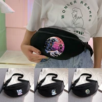 mens and womens waist bag outdoor sports youth running and riding wave printing fashion messenger key bags chest bags