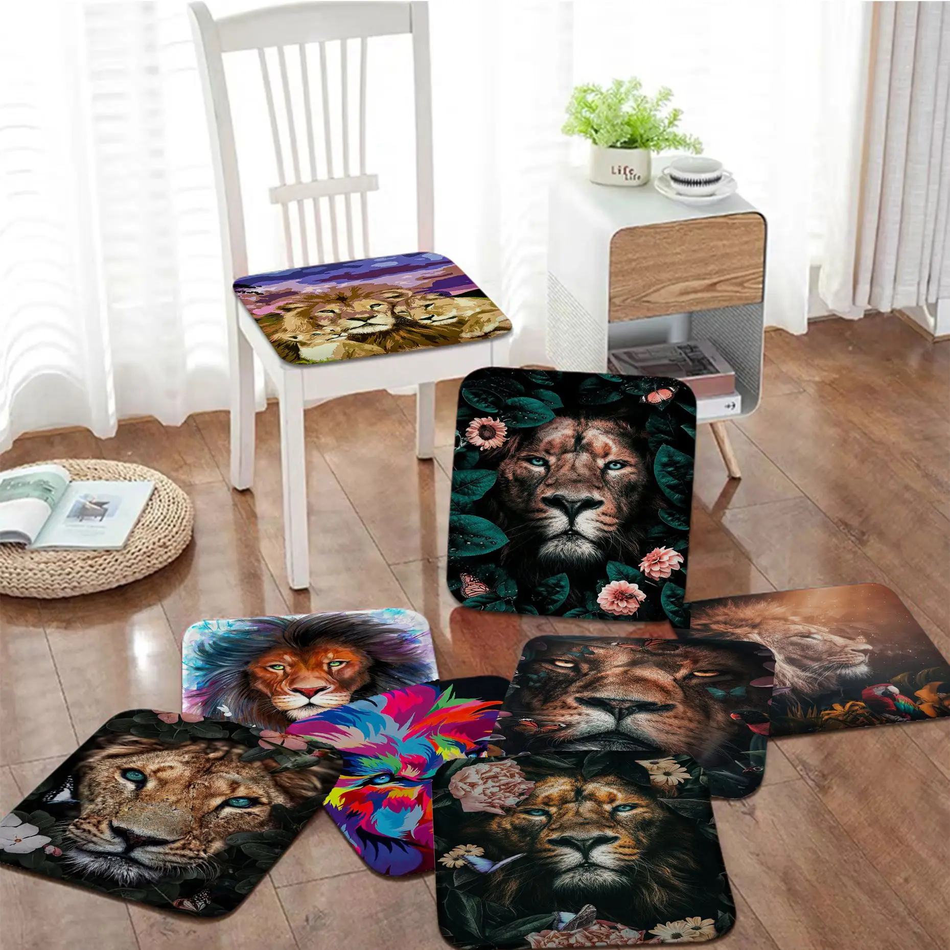 

Flower Lion Creative Chair Mat Soft Pad Seat Cushion For Dining Patio Home Office Indoor Outdoor Garden Stool Seat Mat