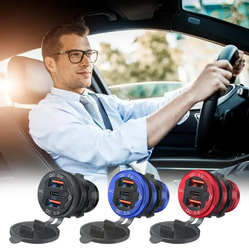 

Car USB Socket Charger Automotive Quick Phone Charging Adapter Port Auto Convertible Automobile Fast Outlet Socket Charger