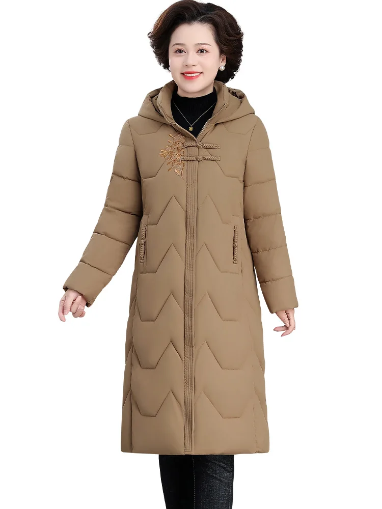 Пуховик для мам среднего возраста одежда с хлопковой подкладкой женская зимняя