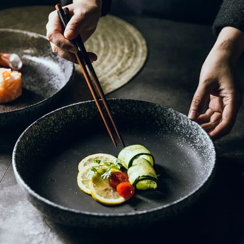 

High-end Japanese Plate Large Round 10 Inch Household Ceramic Plate Flat Rice Plate Dinner Plate ceramic plate set