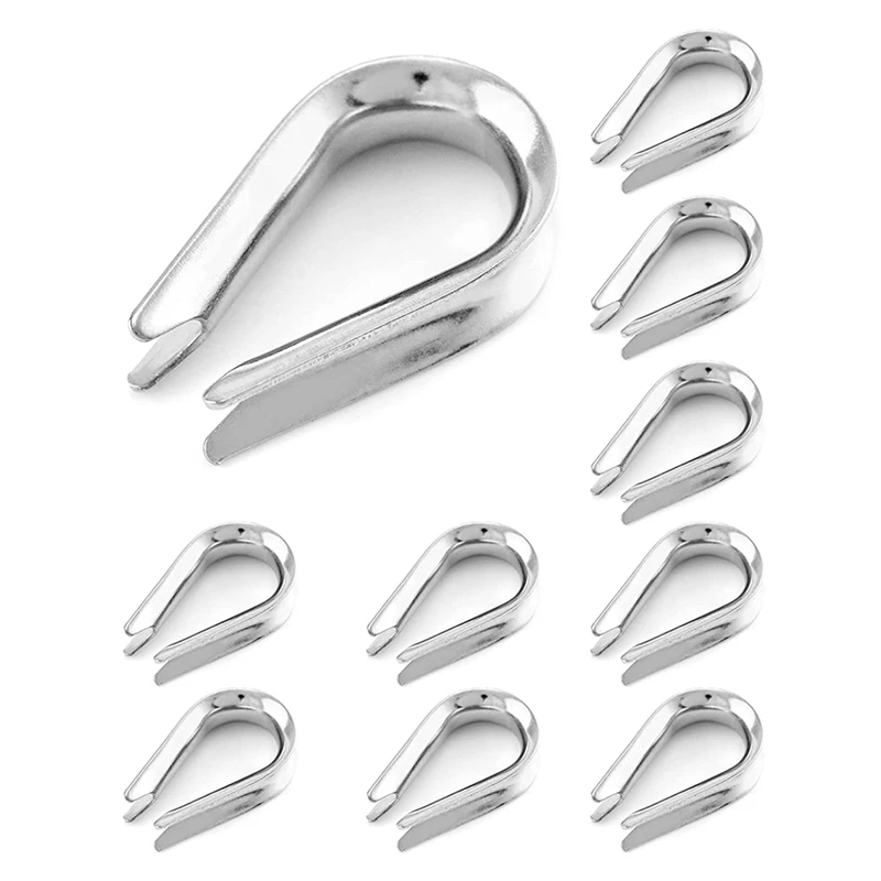 

M10 Stainless Steel Thimble, 10 Pack, For 3/8 Inch Diameter Wire Rope, Silver