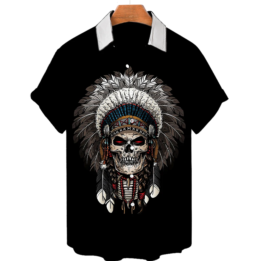 2022 New Summer Men's Hunting 3d Hawaiian Shirts European Plus Size Summer Breathable Loose Short Sleeve Shirts