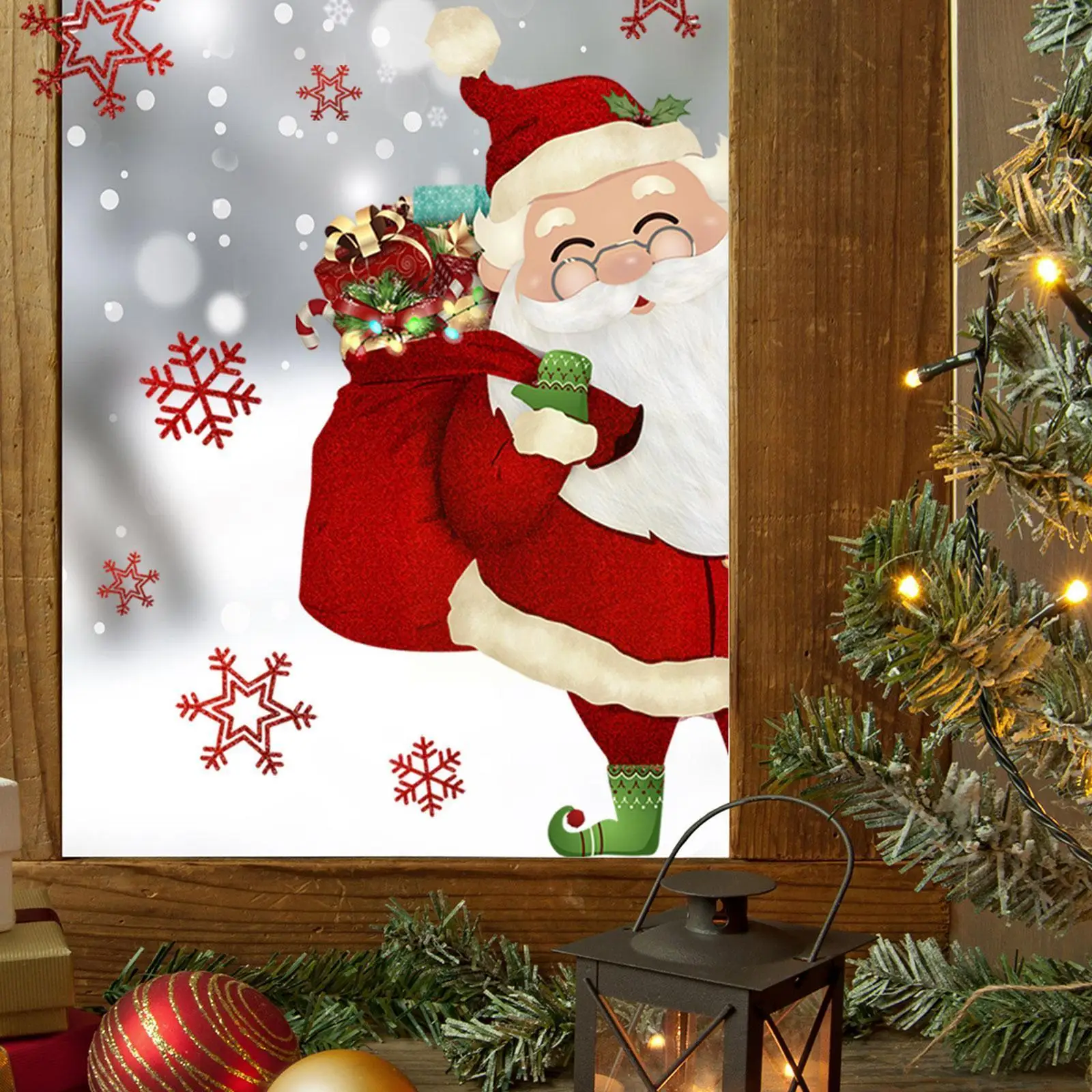 

Christmas Window Stickers Santa Snowflake Glass Stickers Home Christmas Merry Sticker Wall Stickers Decor Mirror Door Snowf Y0u6