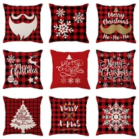 santa christmas pillowcase 18inch flax christmas decoration cover cushion christmas tree elk pillowcase holiday decoration gift