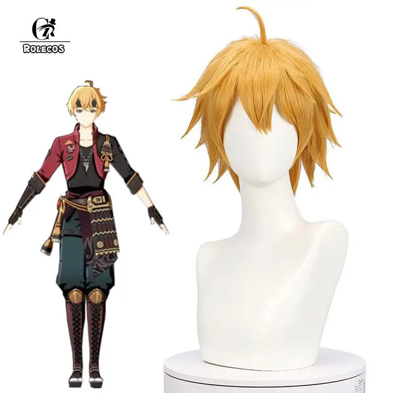 Игра Genshin Impact Tohma Косплей Парики Женщины Хэллоуин Желтые Длинные Волосы