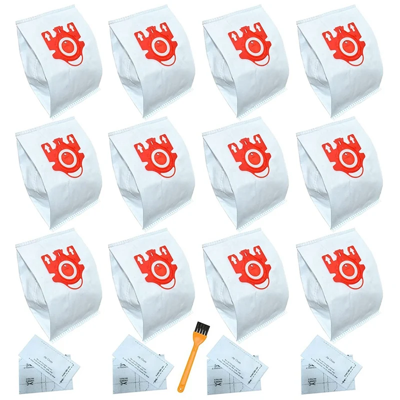 

Vacuum Bags 12 Pack Suitable For Miele FJM Bags Efficiency Vacuum Cleaner,Include 4 Pair Pre-Motor And Post-Motor Filter