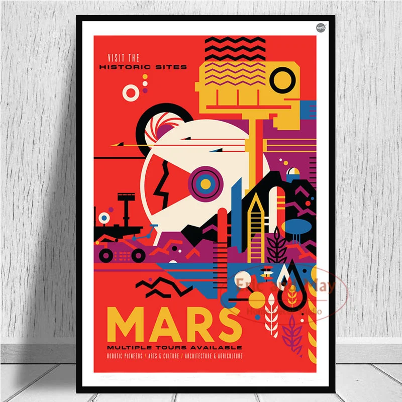 

Space Travel Universal Planet Mars posters and prints vintage decor Picture Canvas Painting decorations for home decor Plakat