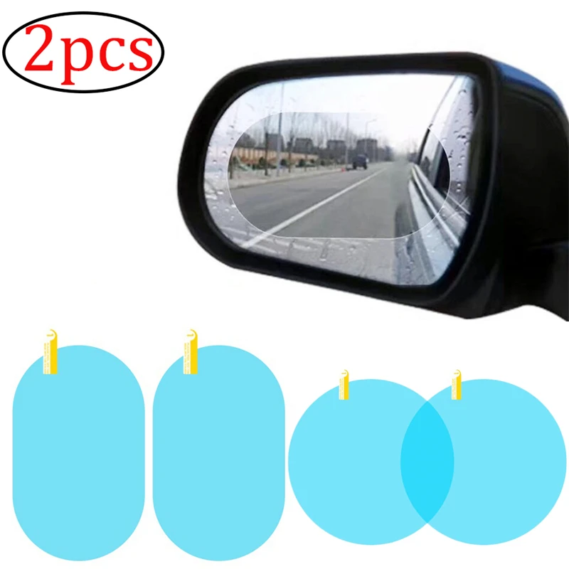 

2PcCar Rearview Mirror Sticker Rain-proof Waterproof Anti-fog Film Round square Universal Motocycle Mirror Anti-reflective Film