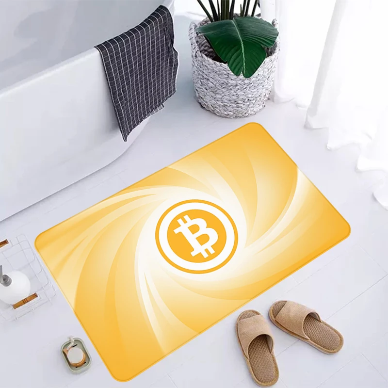 

Bitcoin Rugs Doormat Entrance Door Non-slip and Washable Kitchen Mat Bath Living Room Anti Hallway Rug Long Corridor Carpet