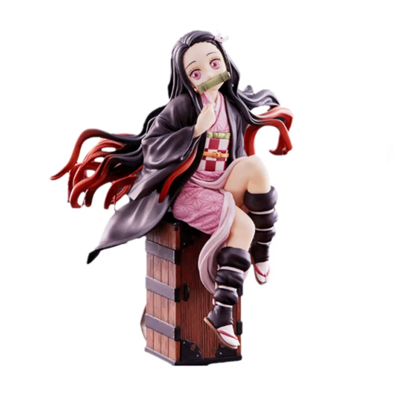15CM PVC Anime Figure Demon Slayer Kamado Nezuko Sitting  On The Box Action Figure Model Statue Collection Toy Model Doll Gifts