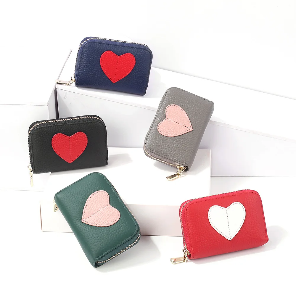 

Girls Women Lovely Organ Cards Holders Creative Genuine Leather Coins Purses Zipper Lychee Pattern Clutches Bags Handbags