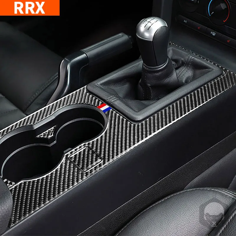 For Ford Mustang GT S197 2005-2009 Gear Box Shift Water Cup Holder Panel Multicolor Carbon Fiber Sticker Car Accessories
