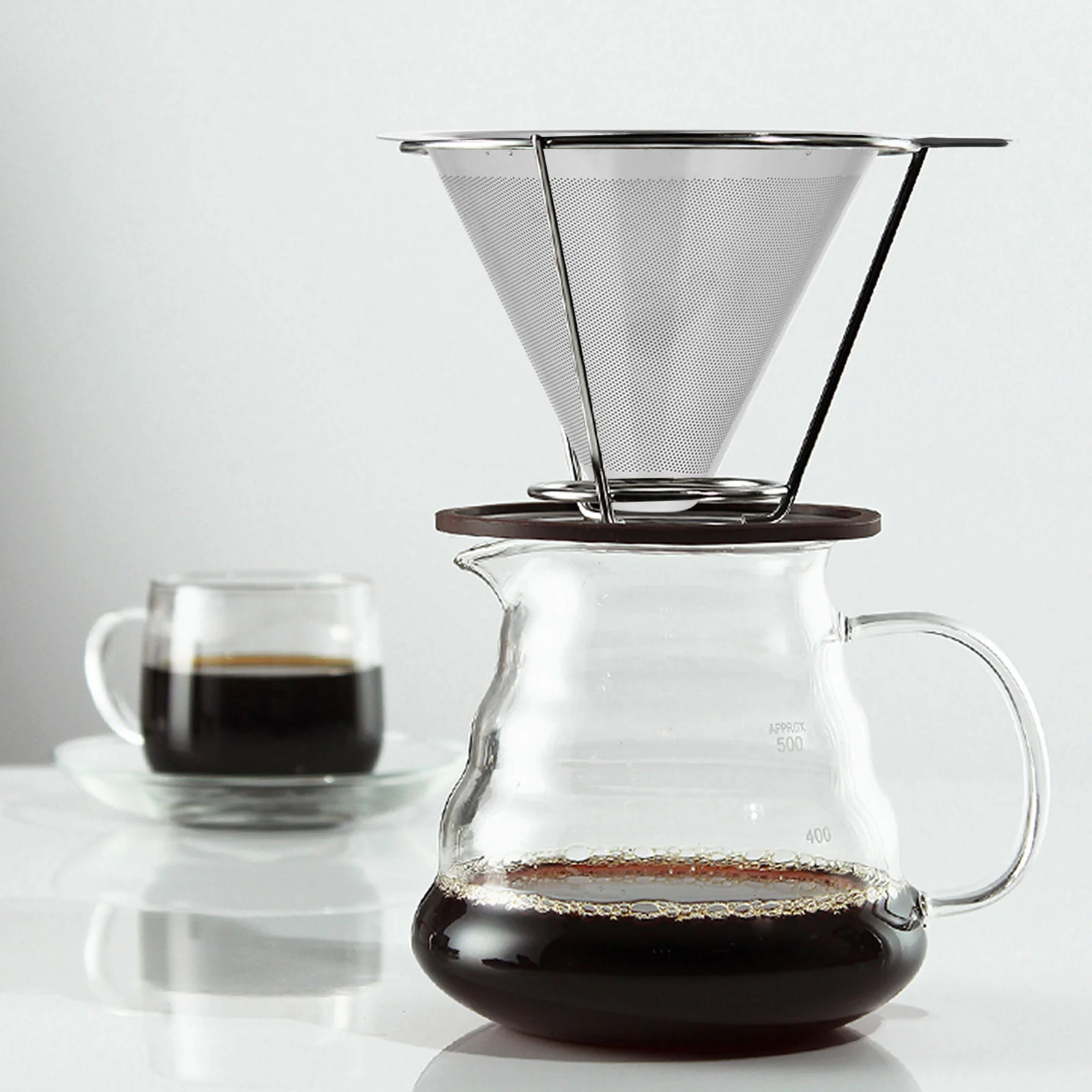 

1pc Practical Stainless Steel Coffee Funnel Drip Coffee Filter Kitchen Strainer