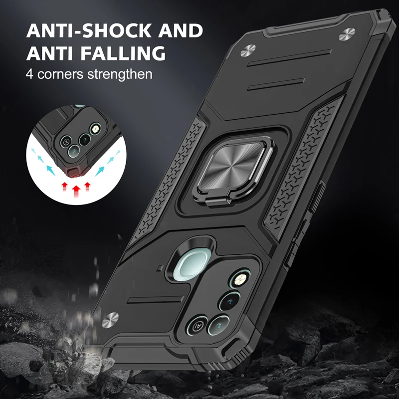shockproof phone case for infinix smart 4 note 7 lite zero 8 magnetic armor ring protection cover for infinix hot 9 10 play free global shipping