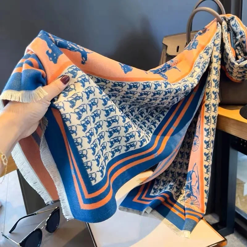 Роскошный брендовый женский шарф теплая кашемировая шаль зимняя Пашмина одеяло