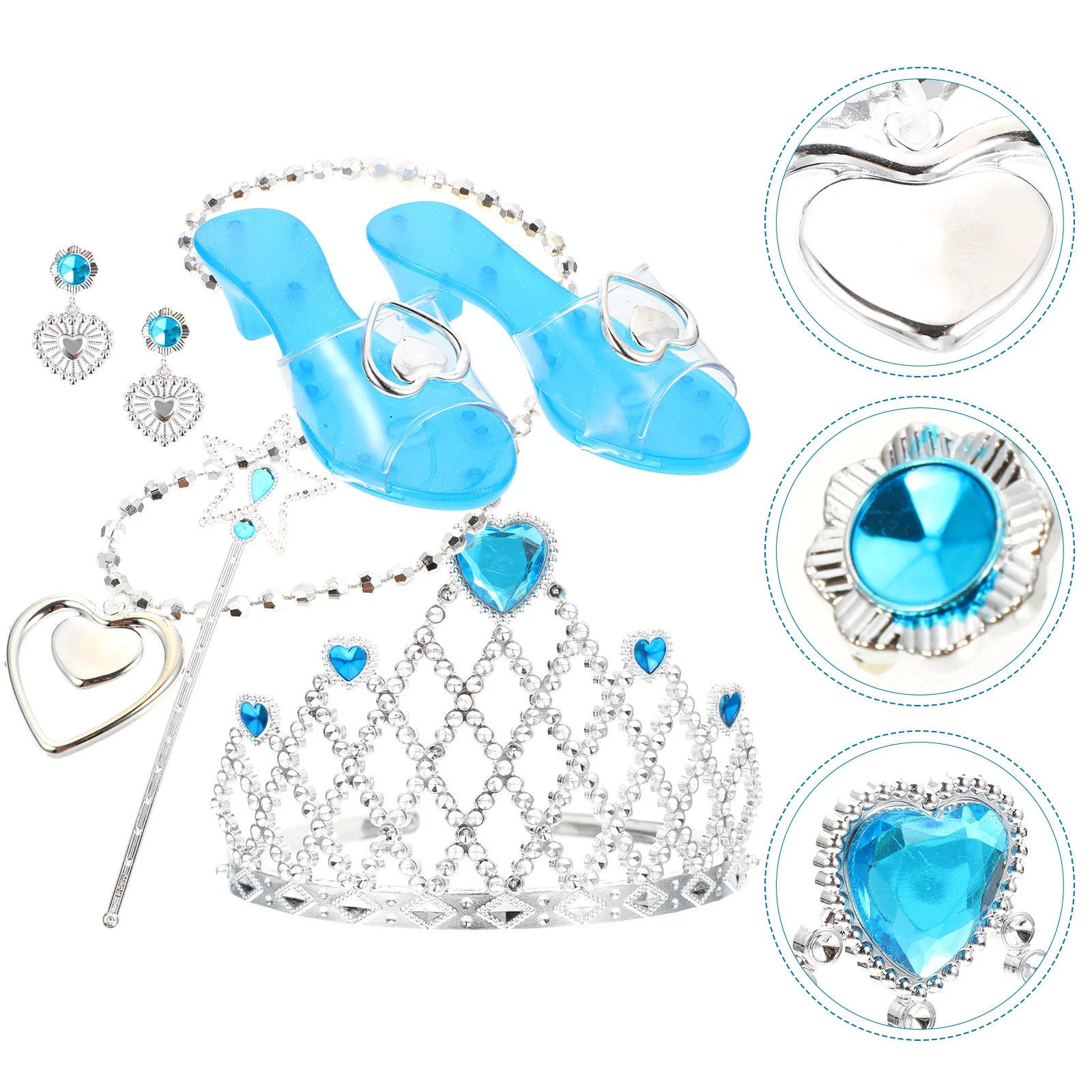 

1 Set of Girls Dance Crown Fairy Wand Earrings Heels Necklace Birthday Wedding Festival Party Costume