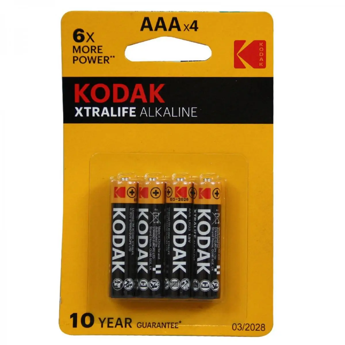 

Pilas Kodak bateria original Alcalina Tipo AAA LR03 en blister 4X Unidades