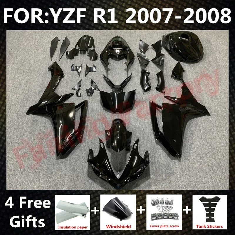 

NEW ABS Motorcycle Injection mold full Fairing Kit fit For YZF R1 2007 2008 YFZ-R1 07 08 Bodywork Fairings kits set black