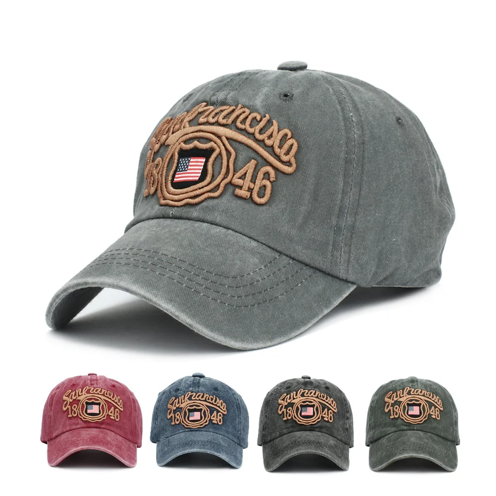For Men Women American Flag Embroidered Baseball Cap Snapback Washed Fishing Sunhat Trucker Hat Gorras