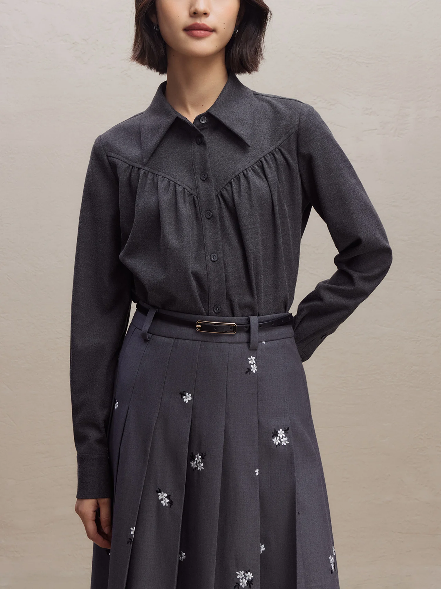 Женская плиссированная рубашка в французском стиле ZIQIAO