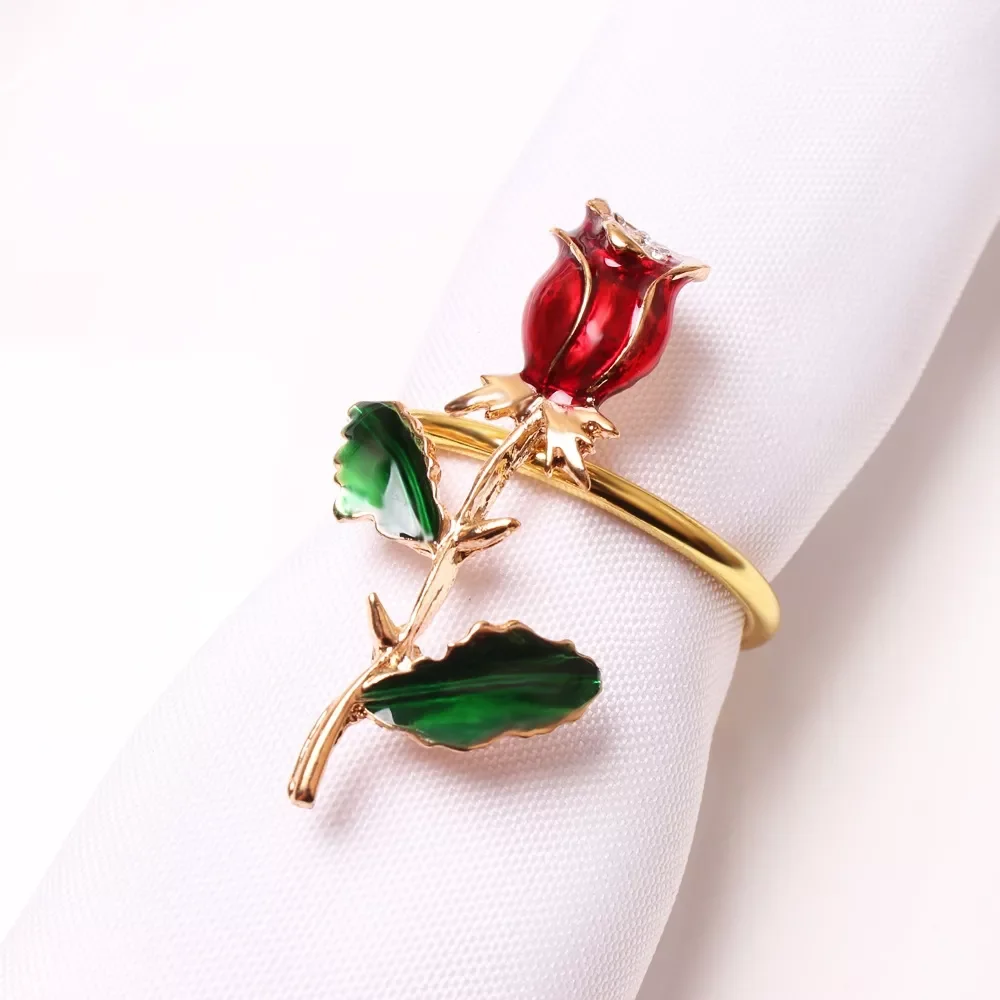 

New Rings Set Leaves Napkin Ring Holders Decorative Napkin Buckle Wedding Party Dinner Christmas Table Decoration