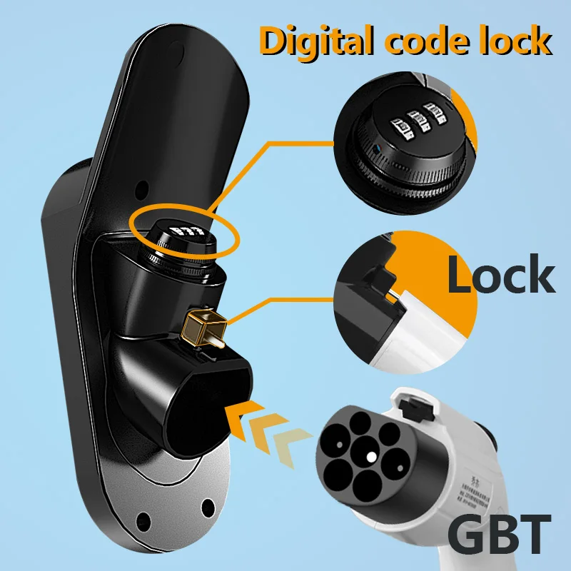 

Держатель сопла головки зарядного пистолета Противоугонный запираемый кронштейн для зарядки электромобиля Крепежная база Замок с крючком GBT