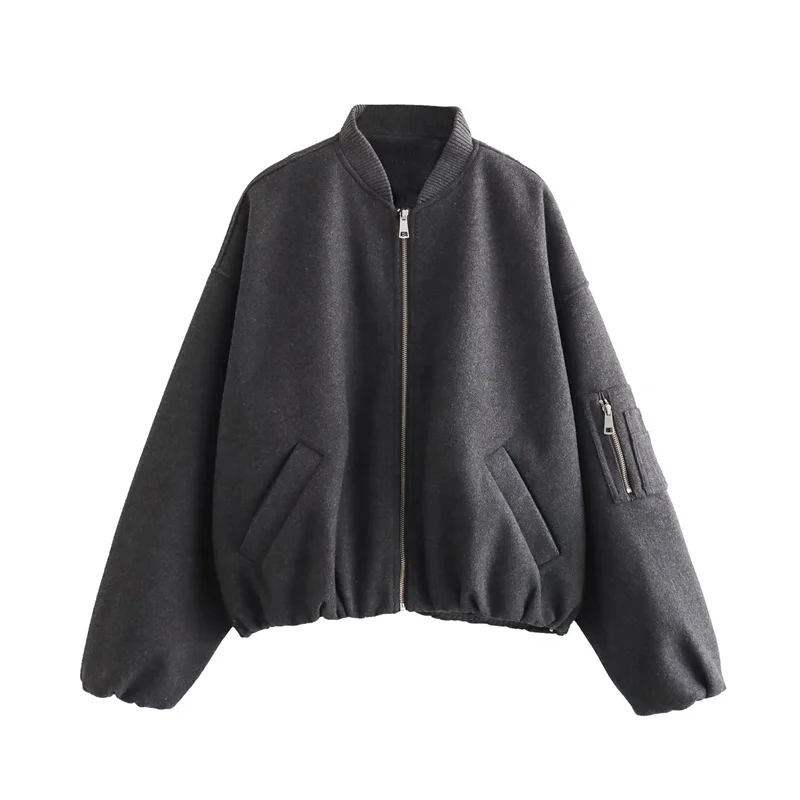 

Куртка-бомбер женская с карманами, на молнии, Осень-зима