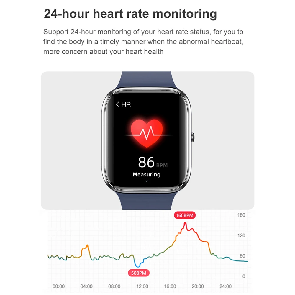 Smart Watches 1.85&quot Full Trouch Screen Sleep Heart Rate Blood Oxygen Monitoring Waterproof Smartwatch Men Women Sport Music Band