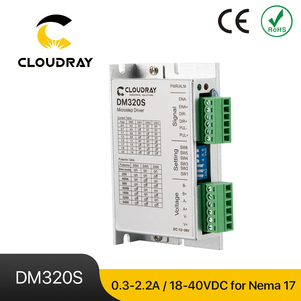 

Двухфазный шаговый двигатель Cloudray DM320S, лампа постоянного тока 0,3-а для контроллера шагового двигателя Nema17, гравировальная машина с ЧПУ