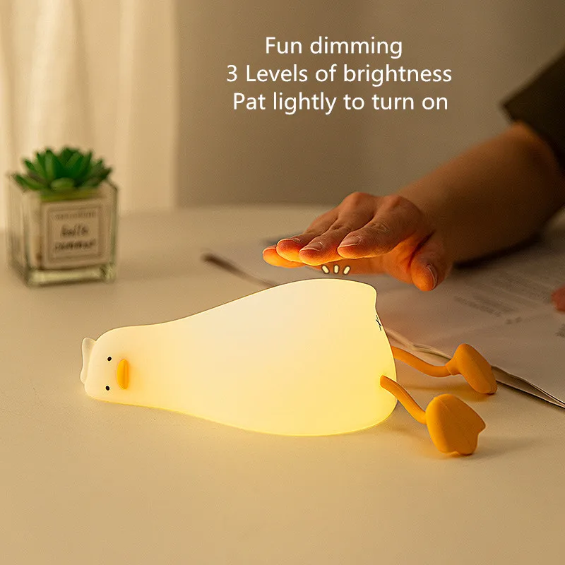 

Led Night Light Duck Nightlights USB Rechargeable Cartoon Silicone Lamp Patting Switch Children Kids Bedroom Decor Birthday Gift