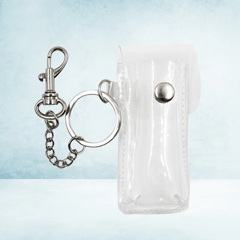 

PVC Chapstick Pouch Keychain Transparent Sleeve Fashion Lipstick Holder Key Rings (Golden Keychain)