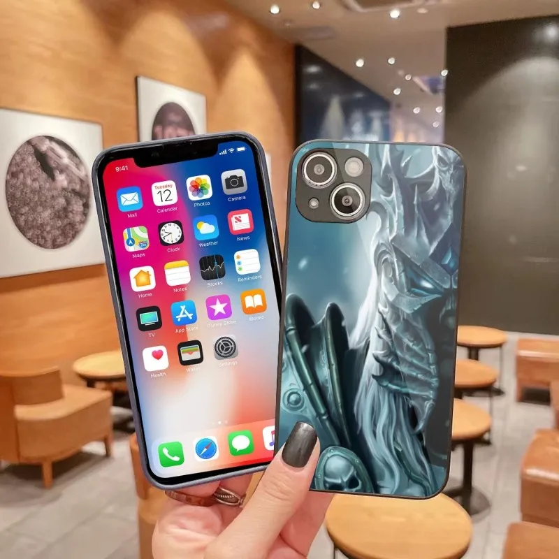 

WOW Lich King Phone Case for iPhone 14 13 12 11 Pro Max X XR XS 8 7 Plus Liquid Glass Cover Funda Shell