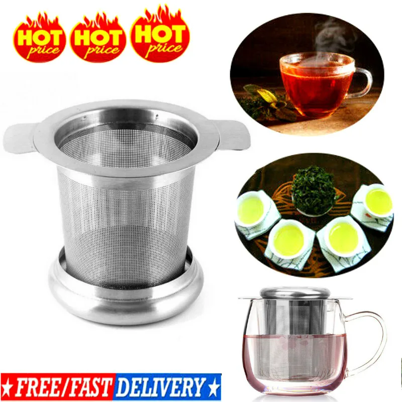 

New Tea Strainer Tea Mesh Metal Infuser Stainless Steel Cup Tea Strainer Tea Leaf Filter with Cover Filter Kitchen Accessories