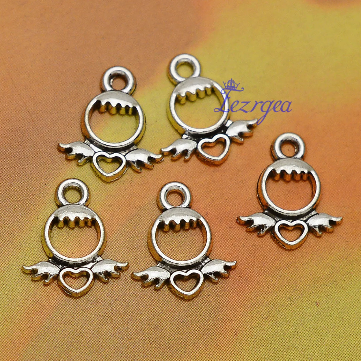 

50 шт./лот-14x12 мм антикварные посеребренные Подвески Ангела крыло сердце фея кулон DIY ожерелье серьги принадлежности ювелирные изделия аксес...
