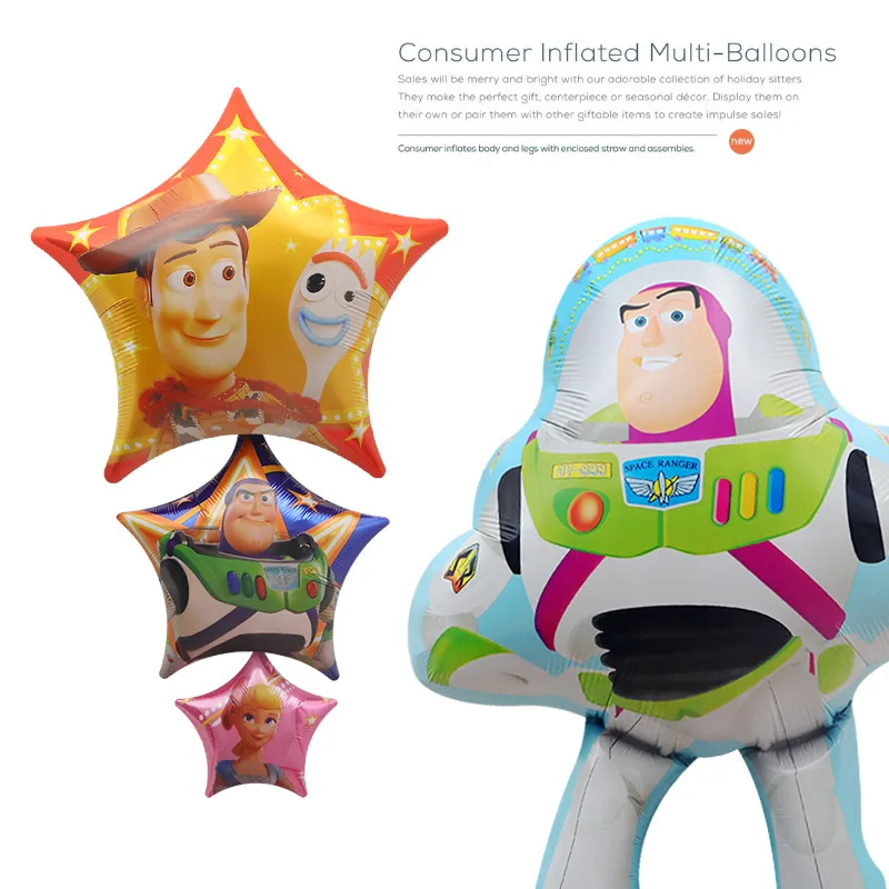 

Anime Toy Story Aluminum Film Balloons Woody Buzz Lightyear Kawaii Cartoon Balloons Toys Birthday Party Decoration Toys Gifts