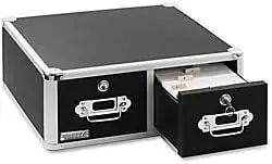 

3 x 5 Index Card Cabinet, Double Drawer, Black (VZ01393)