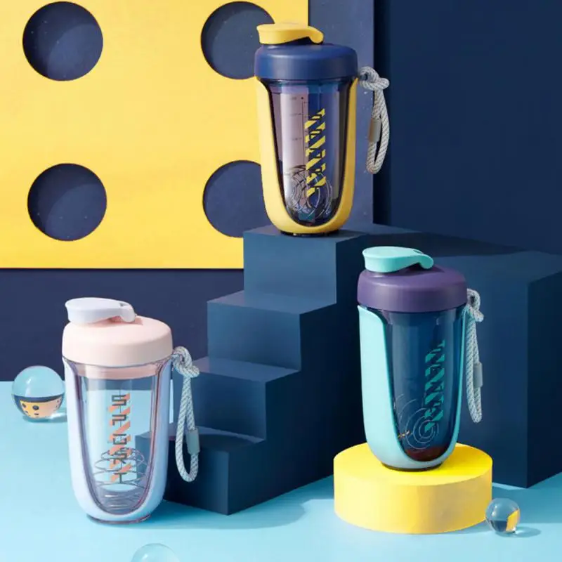 

Пластиковые спортивные бутылки для воды для фитнеса с веревкой, защита от удушения, космическая чашка, простая герметичная чашка для воды для тренировок в тренажерном зале