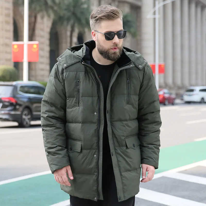 Down Jacket Men's Mid-length Middle-aged and Elderly People on The New Size Fashion Trend Increase Stand-up Collar