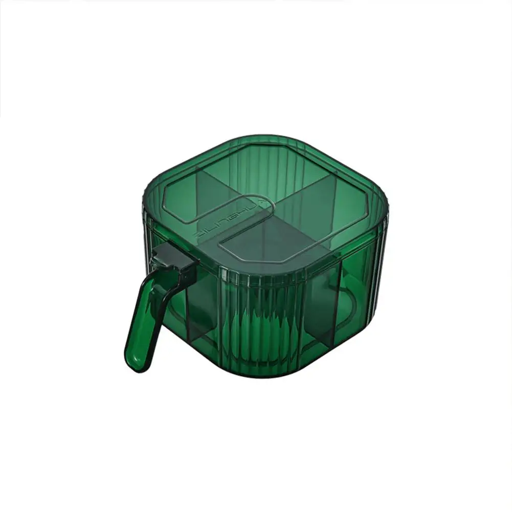 

Kitchen 4 In 1 Seasoning Box Transparent Dust Proof Large Capacity For Salt Monosodium