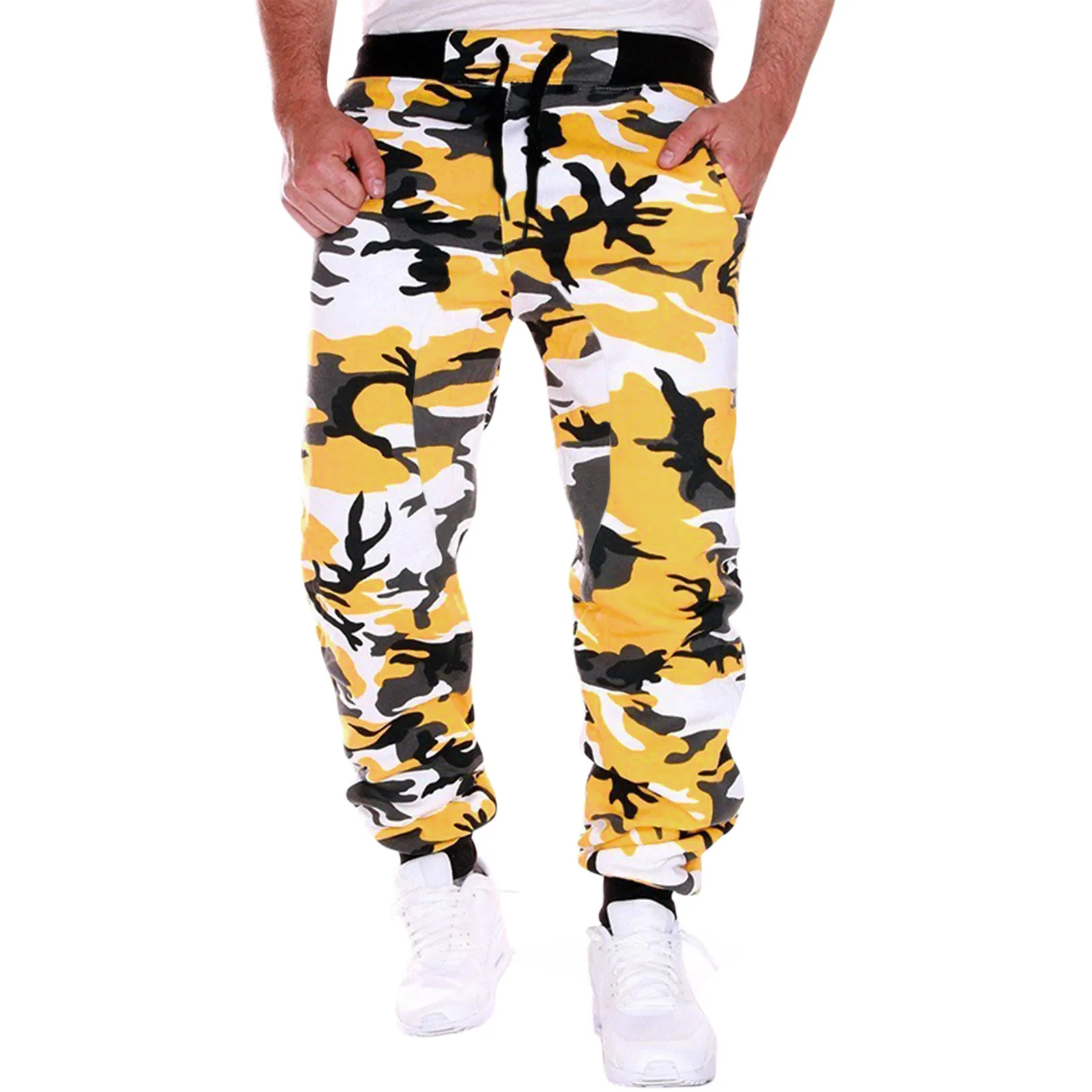 

Men Camouflage Pants Spring Summer Casual Elasitc Waist Pencil Leg Long Full Pants Trousers Male Clothes