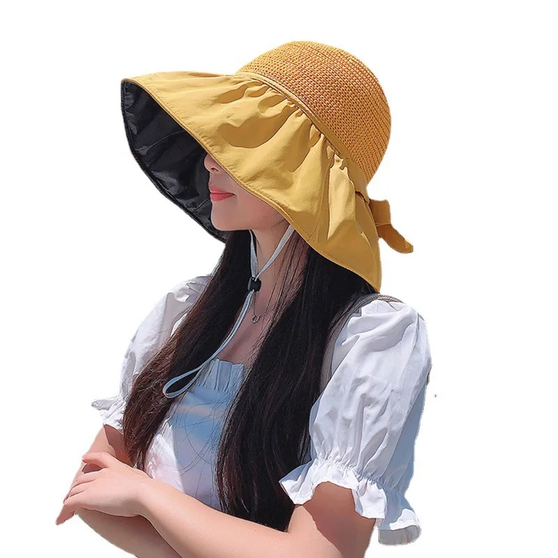 

New Sunblock Hat Women's UV Face Visor Fashion Simple Atmosphere Large Brim Fisherman Hat Foldable Sun Hat