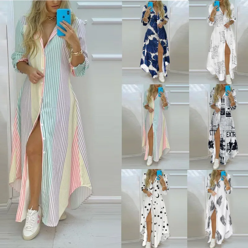 

2023 Spring and Summer Fashion Sexy Shirt Long Dress Dress Women