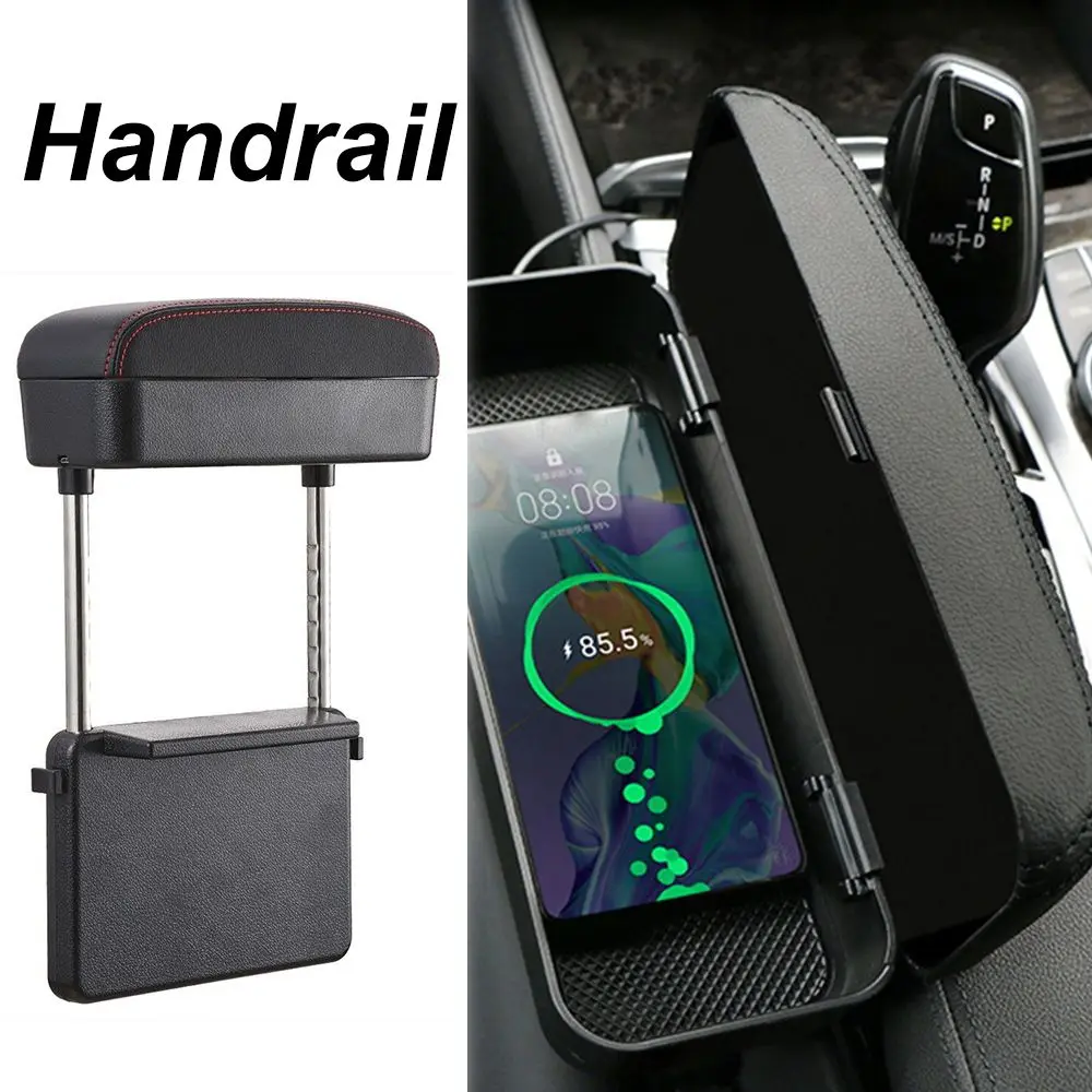 

Liftable Organizer Container Stowing Tidying Auto Storage Box Seat Gap Filler Car Seat Armrest Holder Wireless Charging