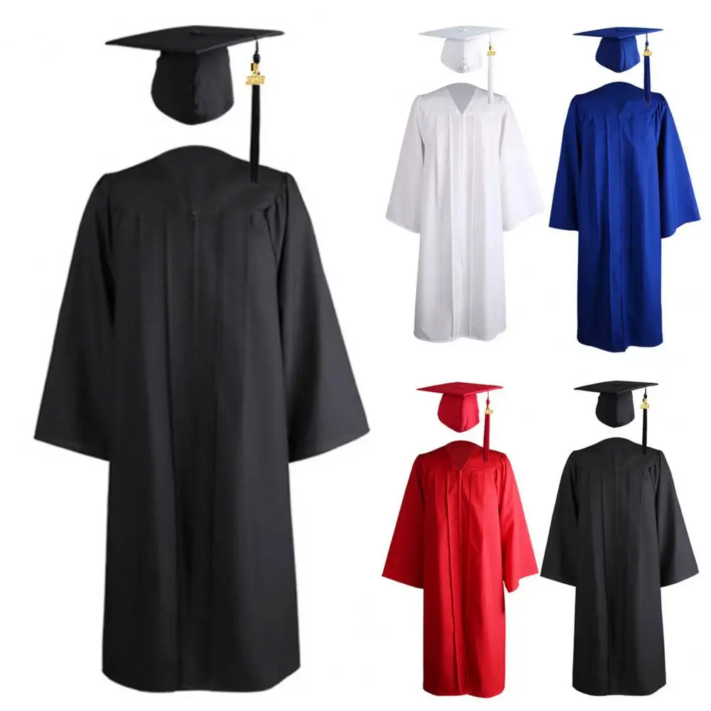 

Adult Zip Closure University Academic Graduation Gown Robe Mortarboard Cap Loose graduation gown meet needs of most people